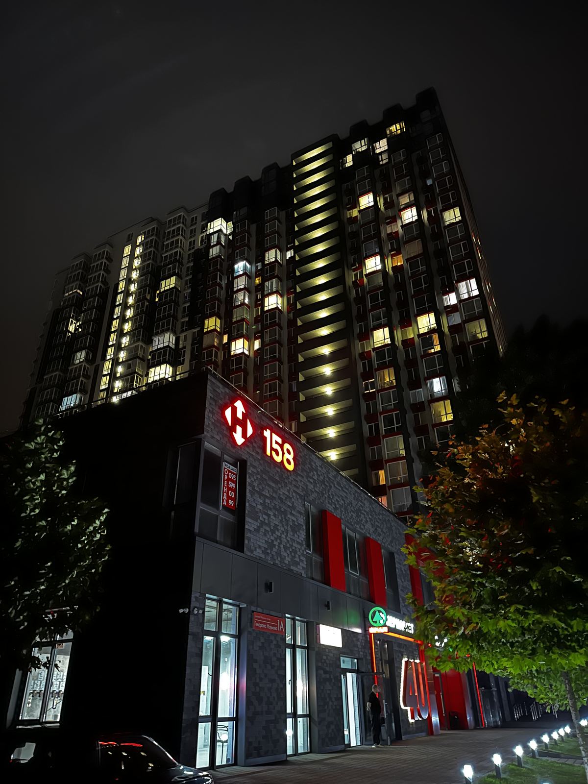 Façade at night