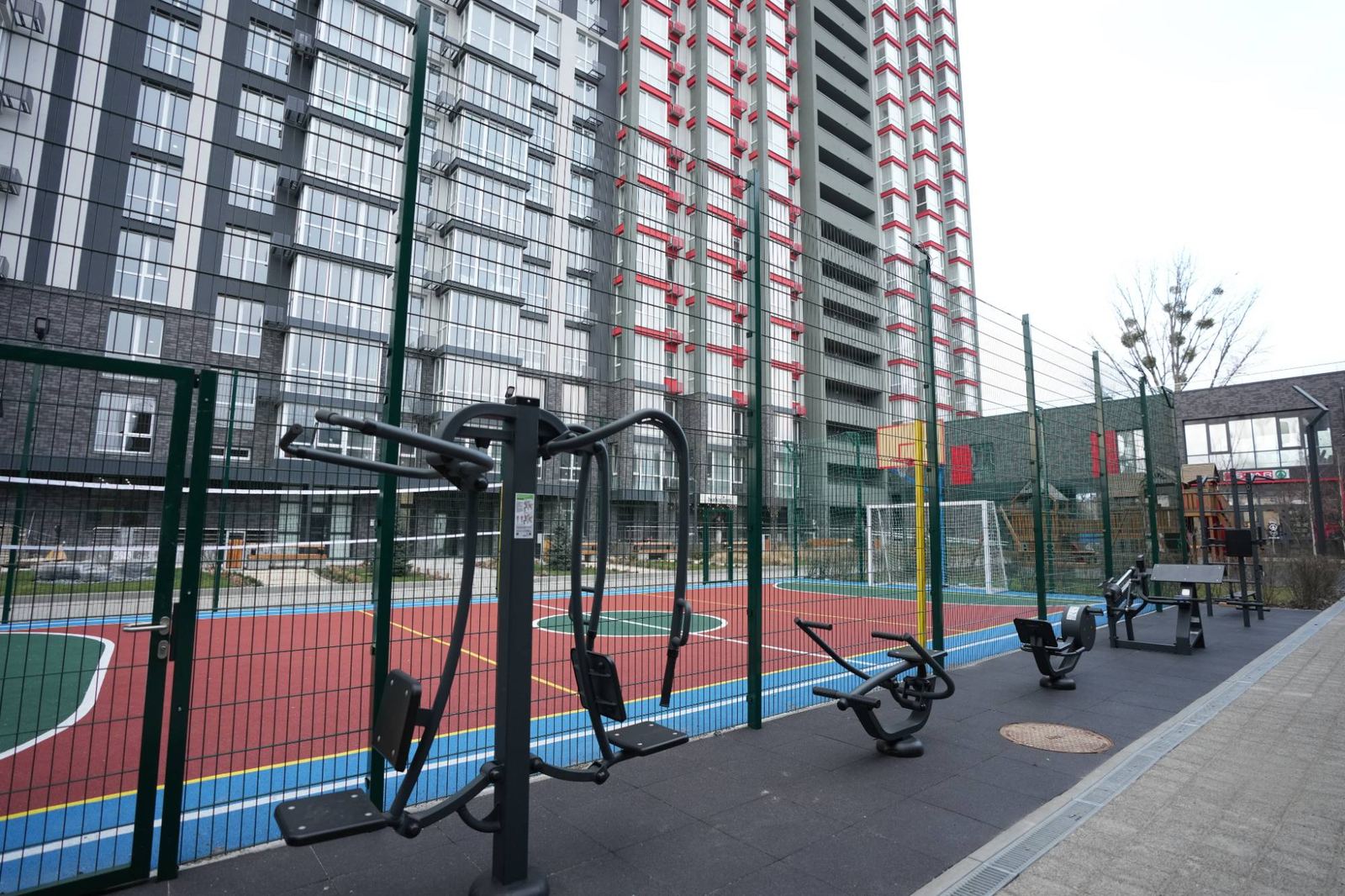 Sports court and outdoor gym